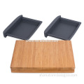 Bamboo Cutting Board with Removable Drawer Prep Storage Chopping Slicing Wood Block Kitchen Board